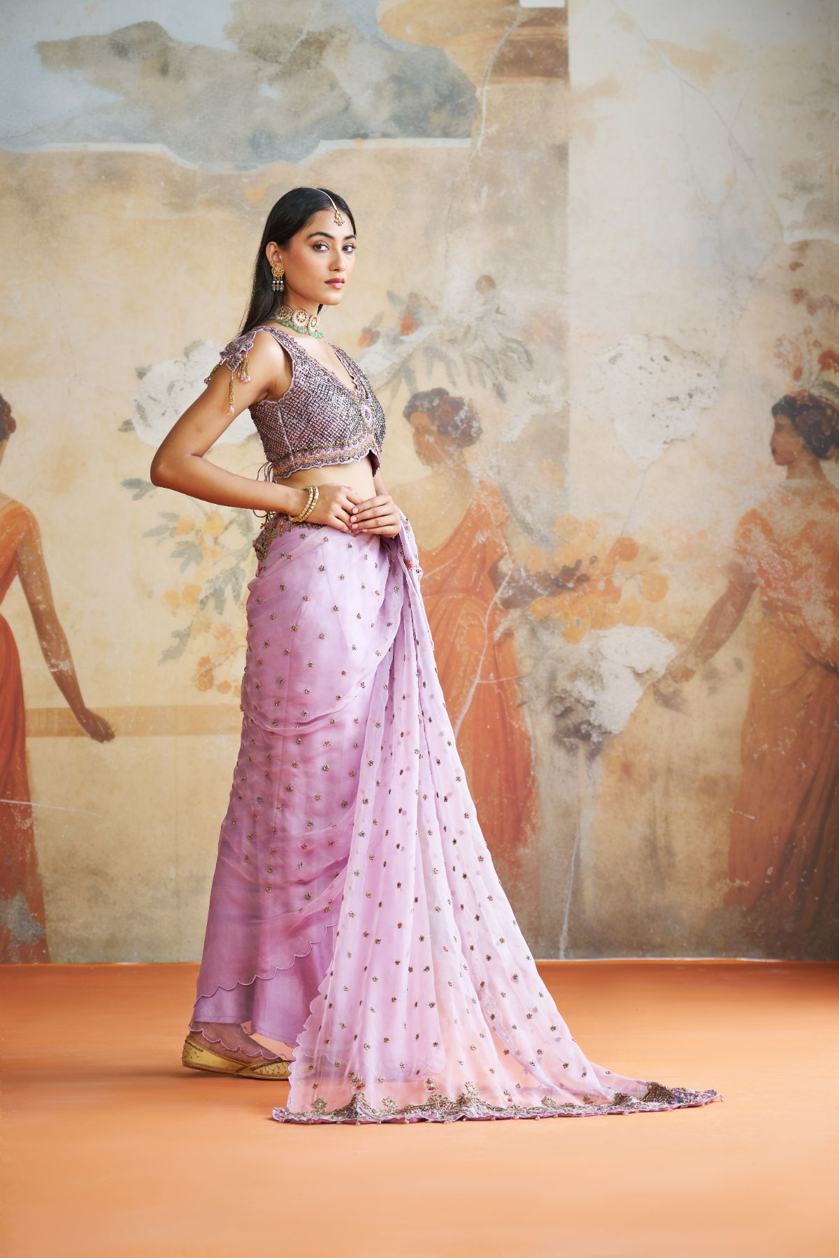 Lavender saree set