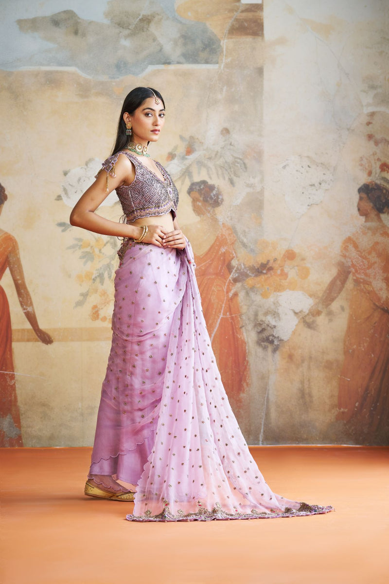 Lavender saree set