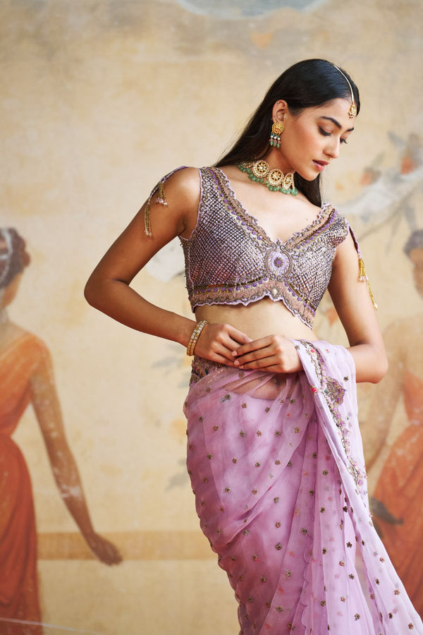 Lavender saree set