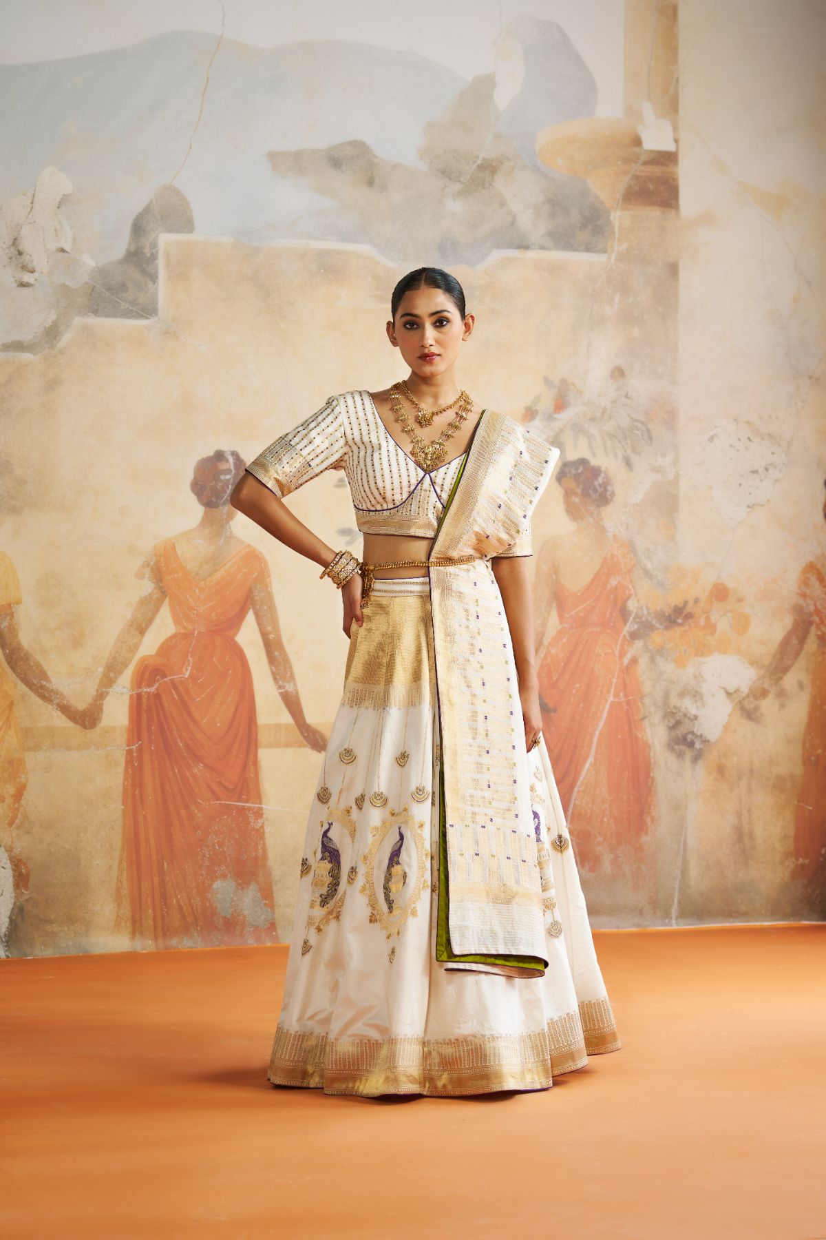 Ivory banarasi lehenga set