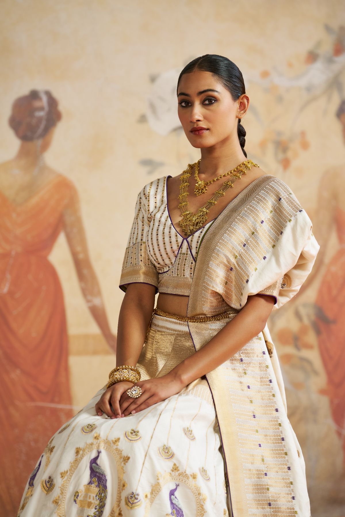 Ivory banarasi lehenga set