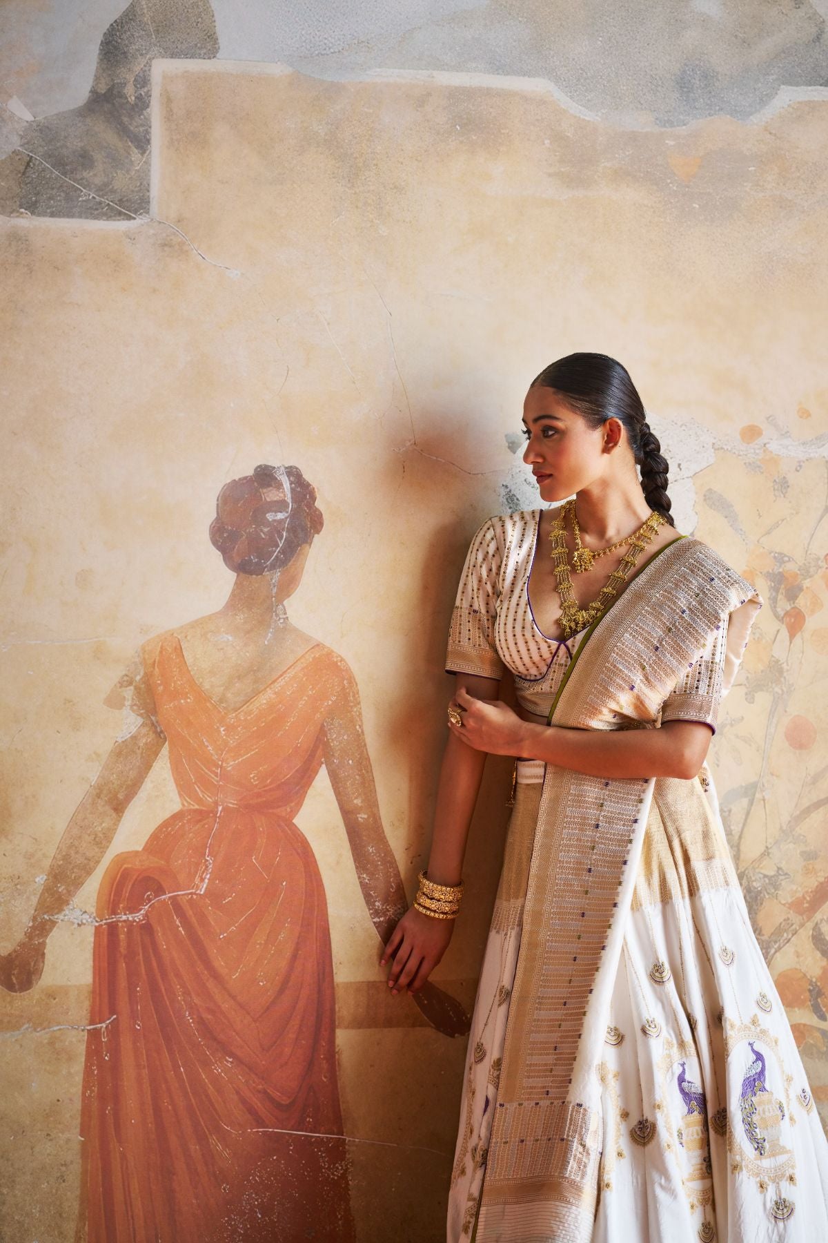 Ivory banarasi lehenga set