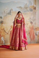 Red Banarasi lehenga set