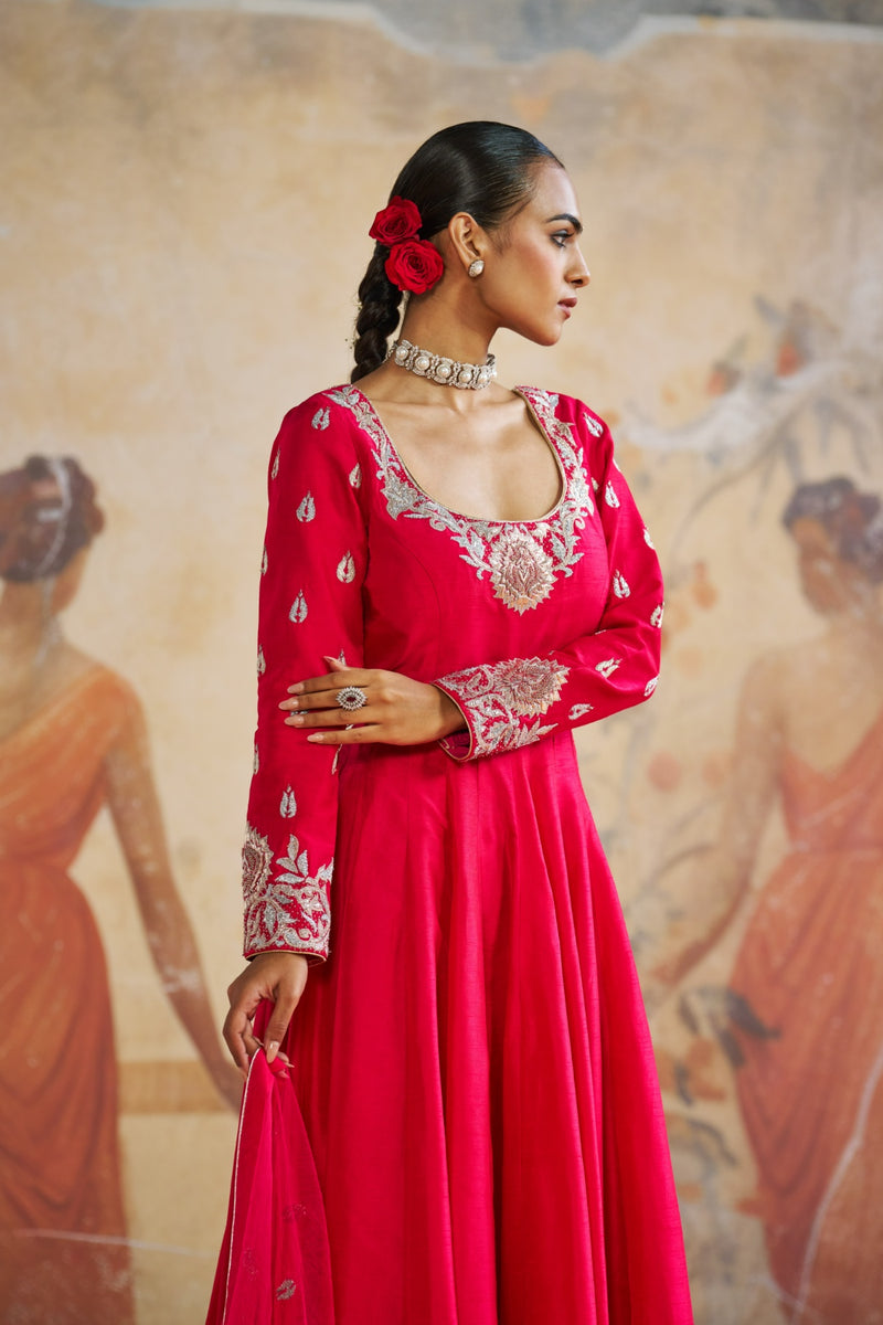 Fuschia Anarkali set