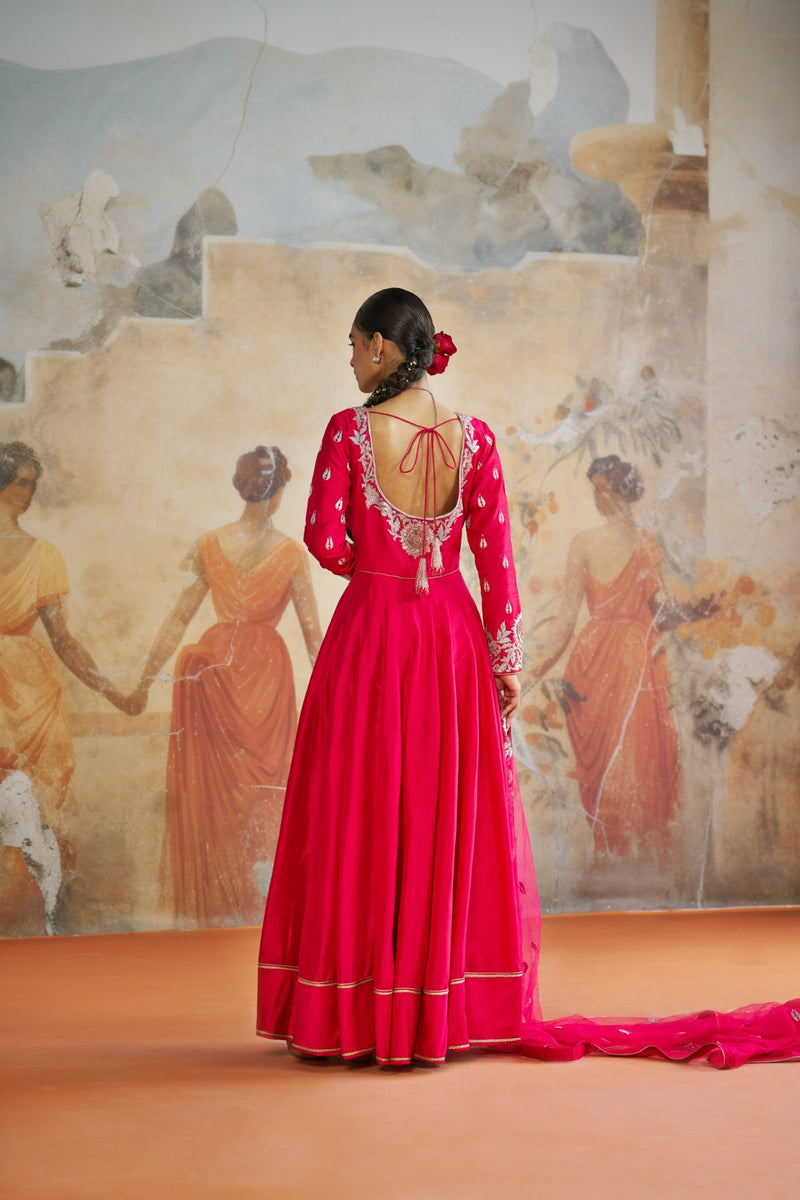 Fuschia Anarkali set