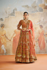 Rust orange lehenga set