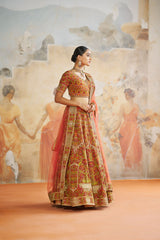 Rust orange lehenga set