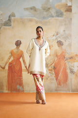 Jewelled short kurta set ( red stones)