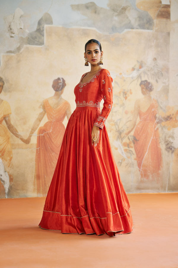 Tangerine Anarkali set