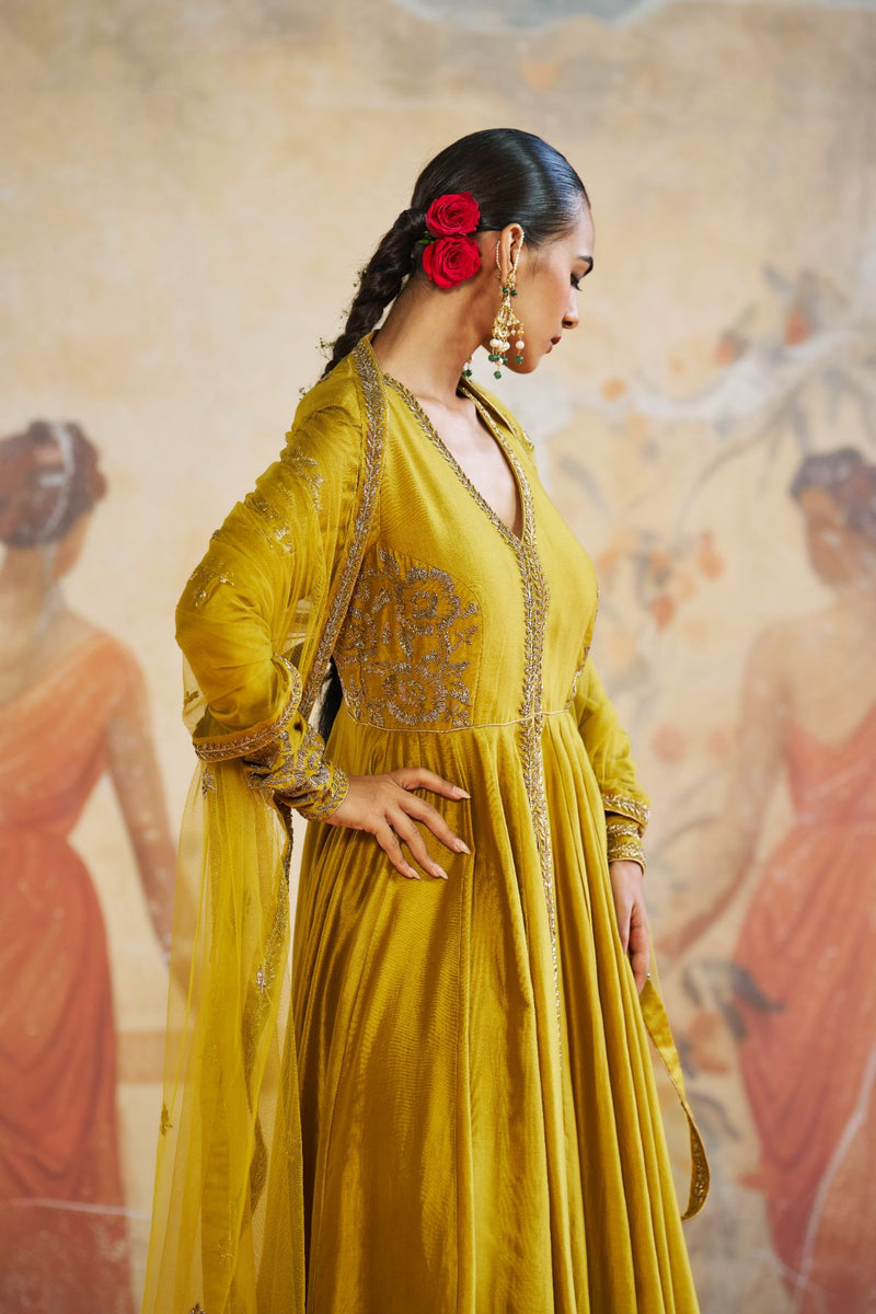 Olive Anarkali set