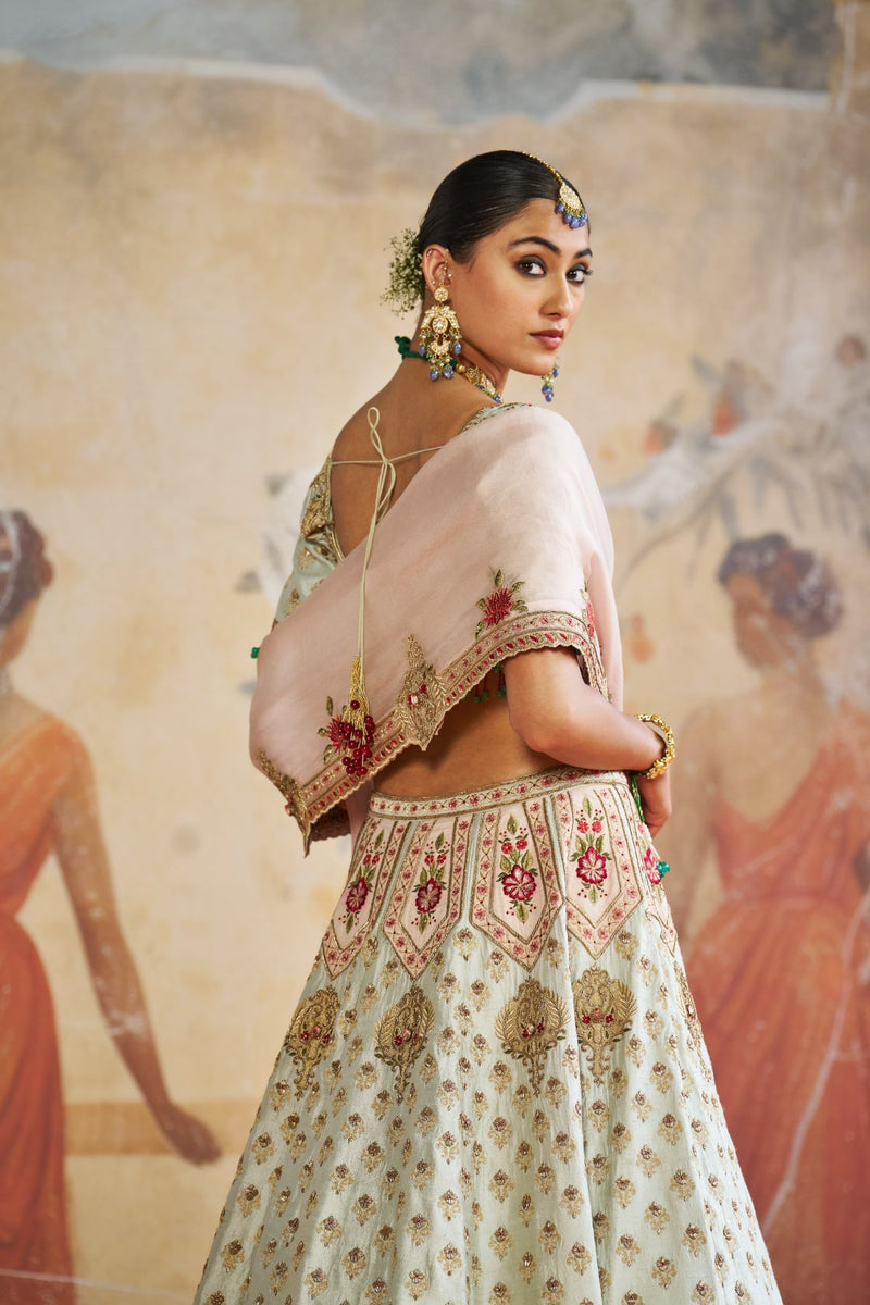 Green Zardozi lehenga set