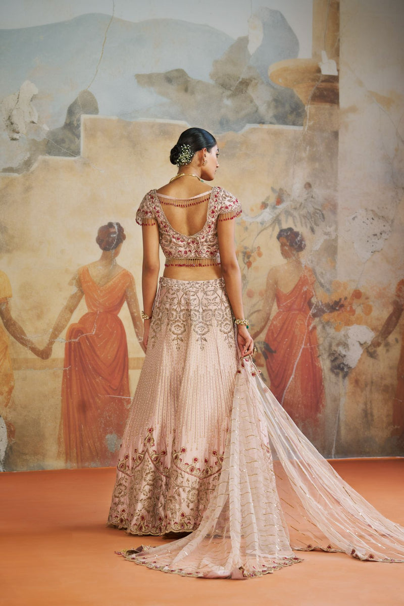 Salmon pink lehenga set