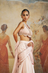 Blush pink lehenga saree