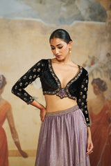 Black velvet lehenga set