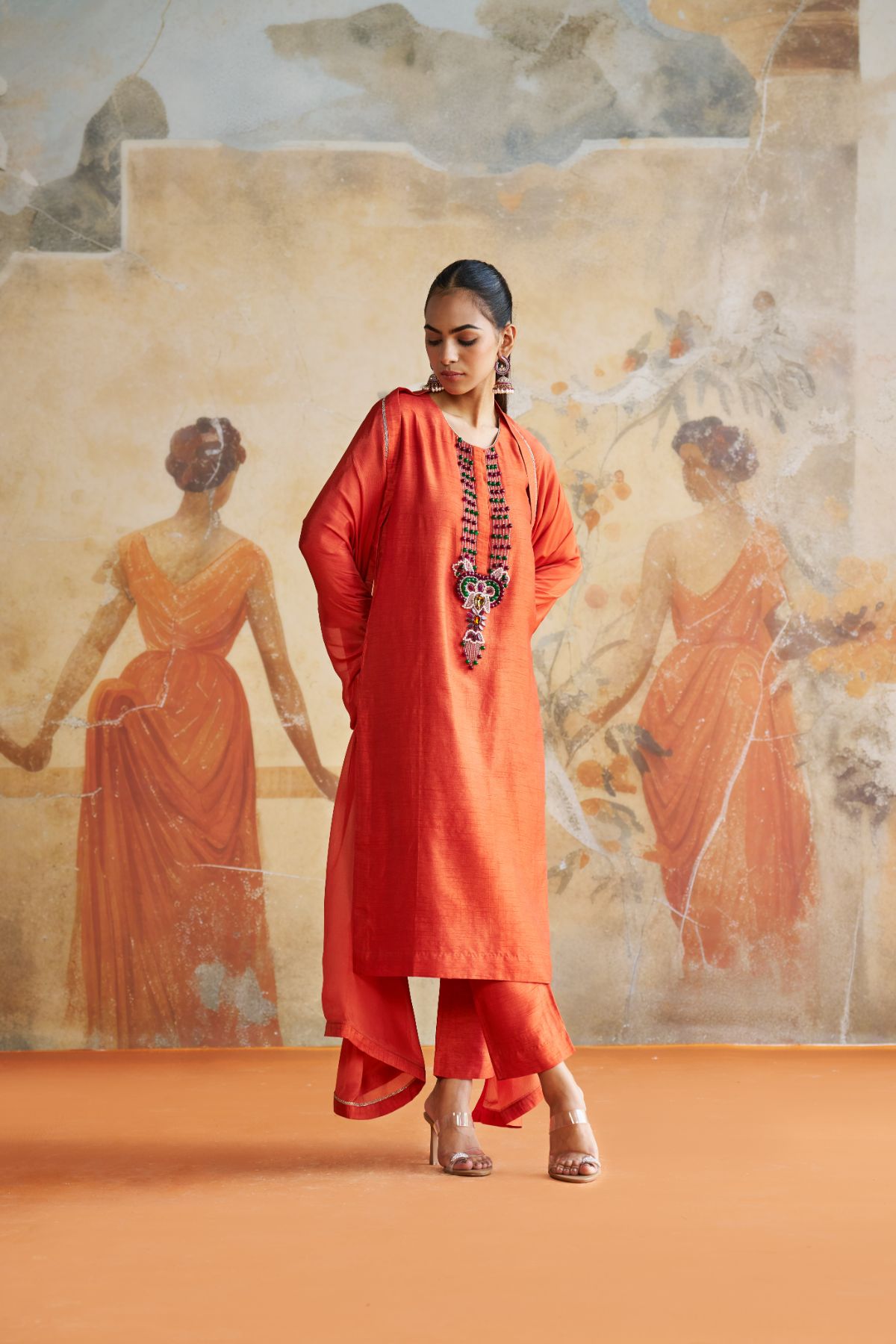 Long kurta set Tangerine