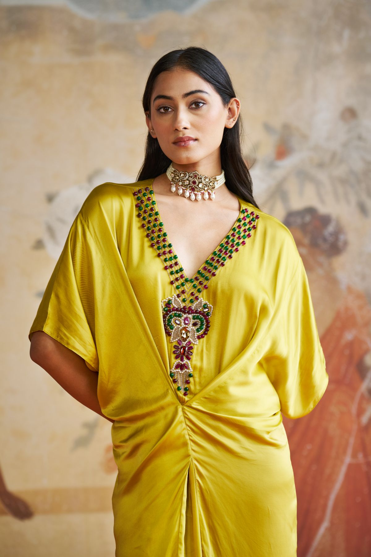 Jeweled Olive Kaftan