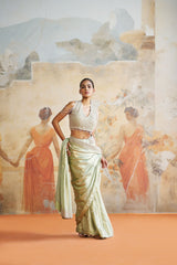 Pearl mint green saree set