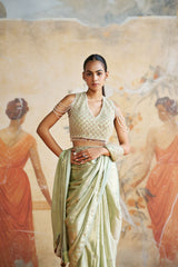 Pearl mint green saree set