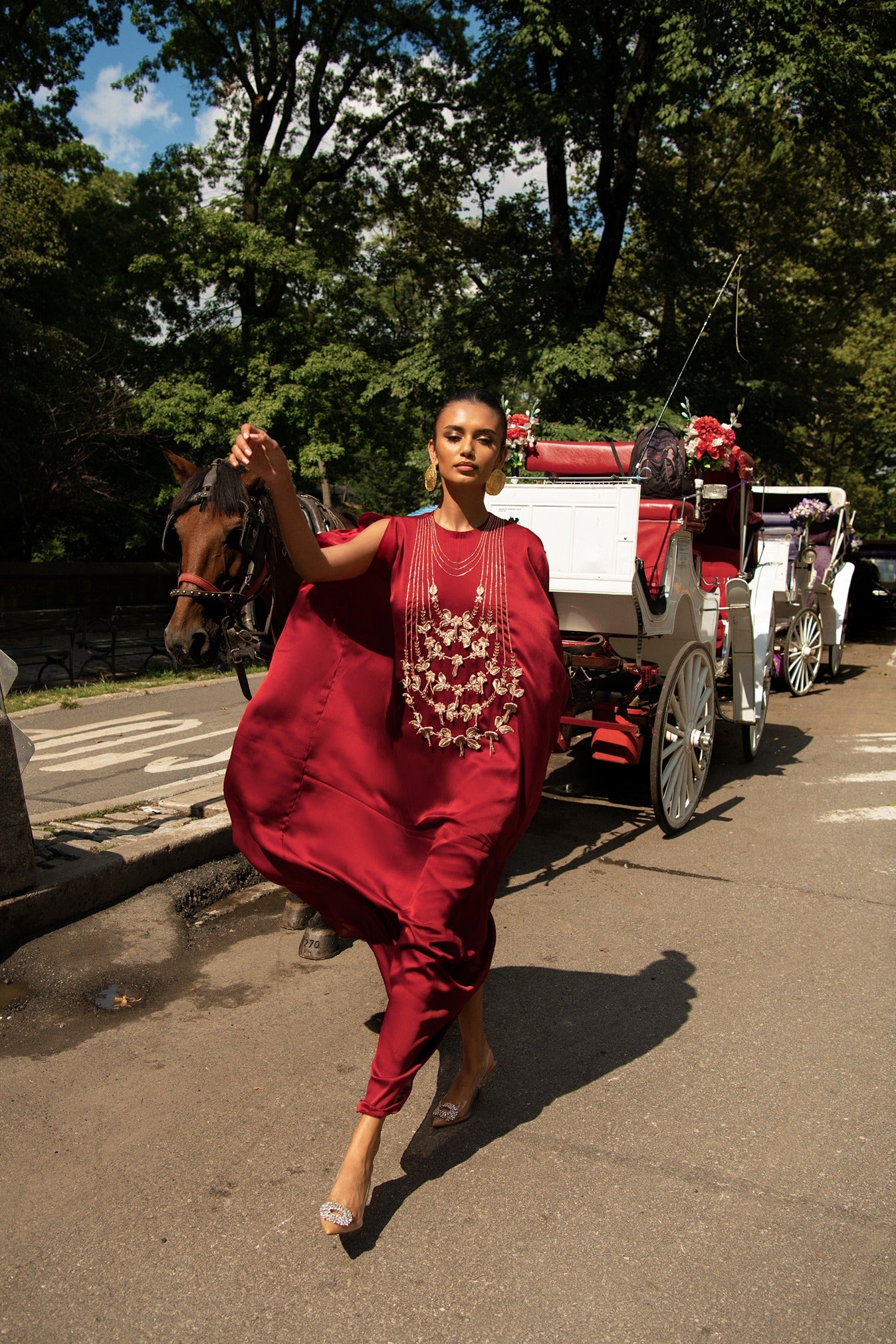 Barn Red dress embroidered kaftan dress