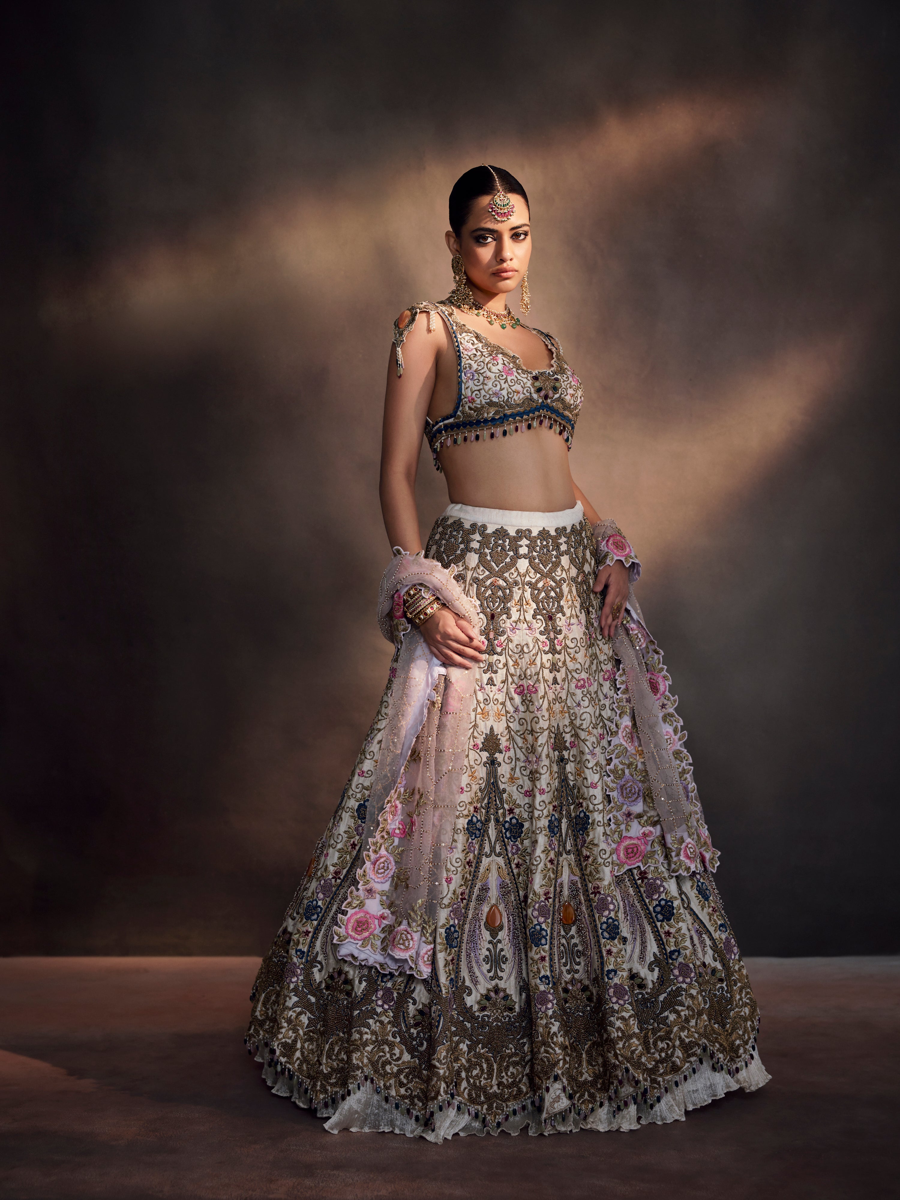 Pearl White Zardozi Lehenga