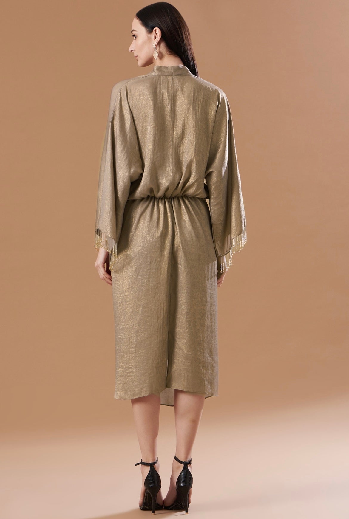 Hazel  gold  draped kaftan dress