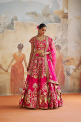 Fuschia pink lehenga set