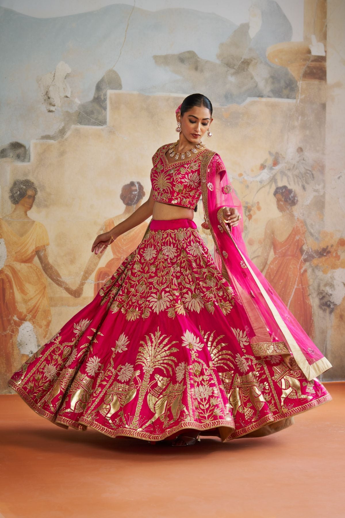 Fuschia pink lehenga set