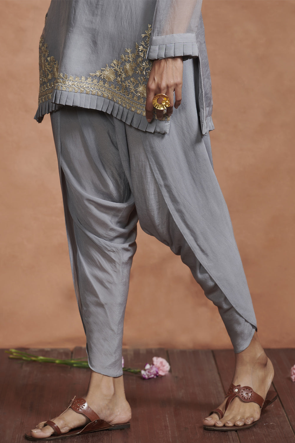 Iced Grey Embroidered Kurta Set