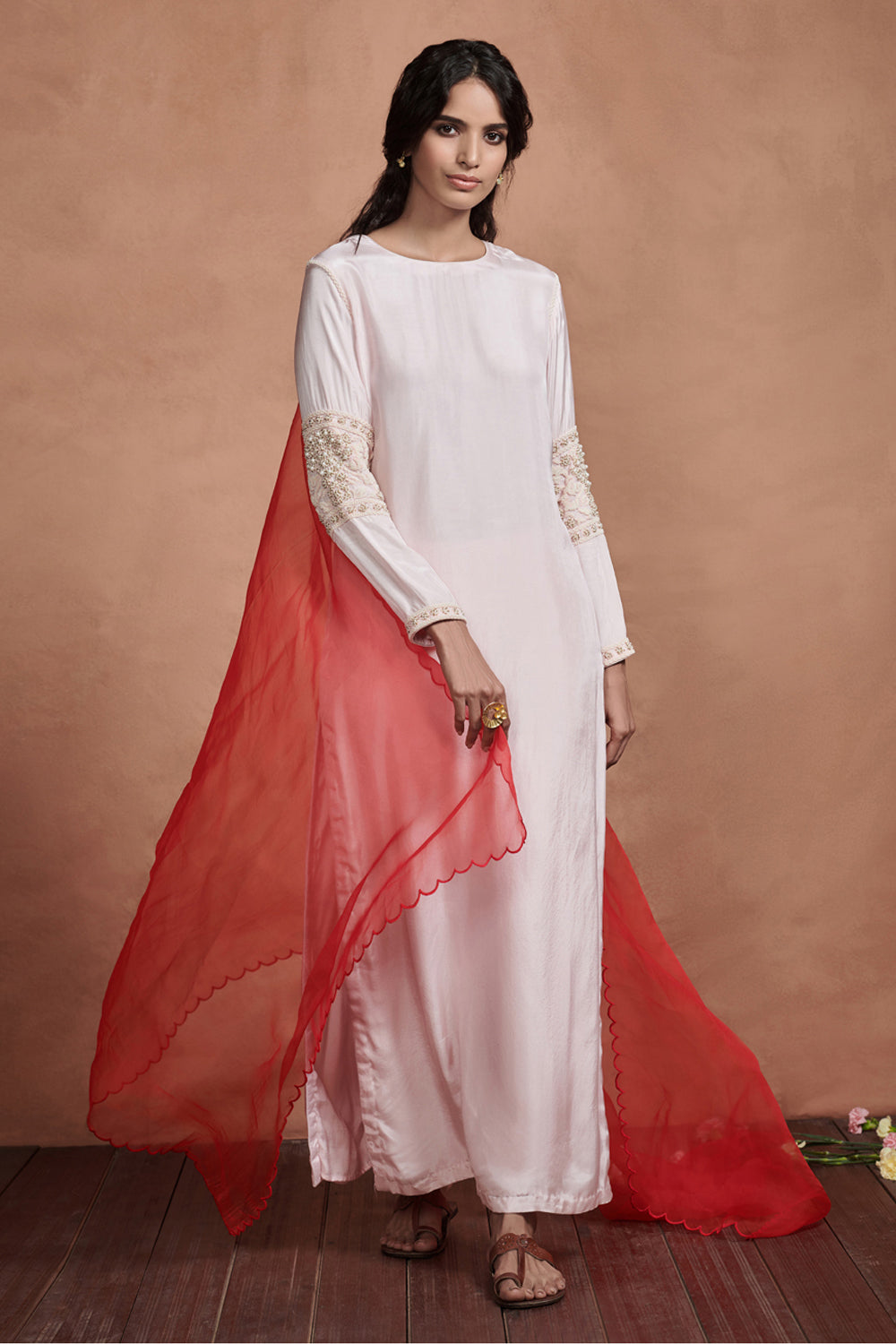 Powder Pink Long Straight Kurta Set