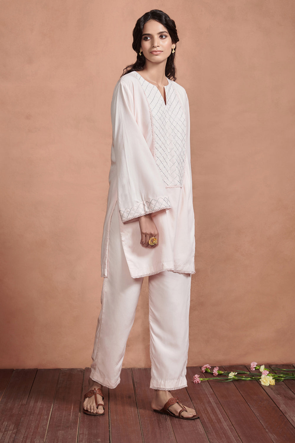 Blush Pink Embroidered Kurta Set