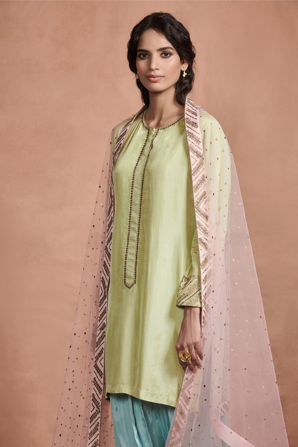 Pastel Embroidered Kurta Set