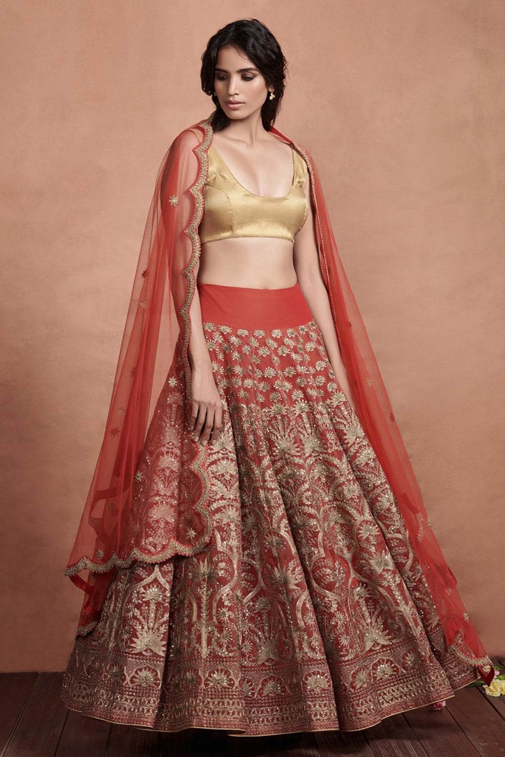 Persian Red Lehenga Set