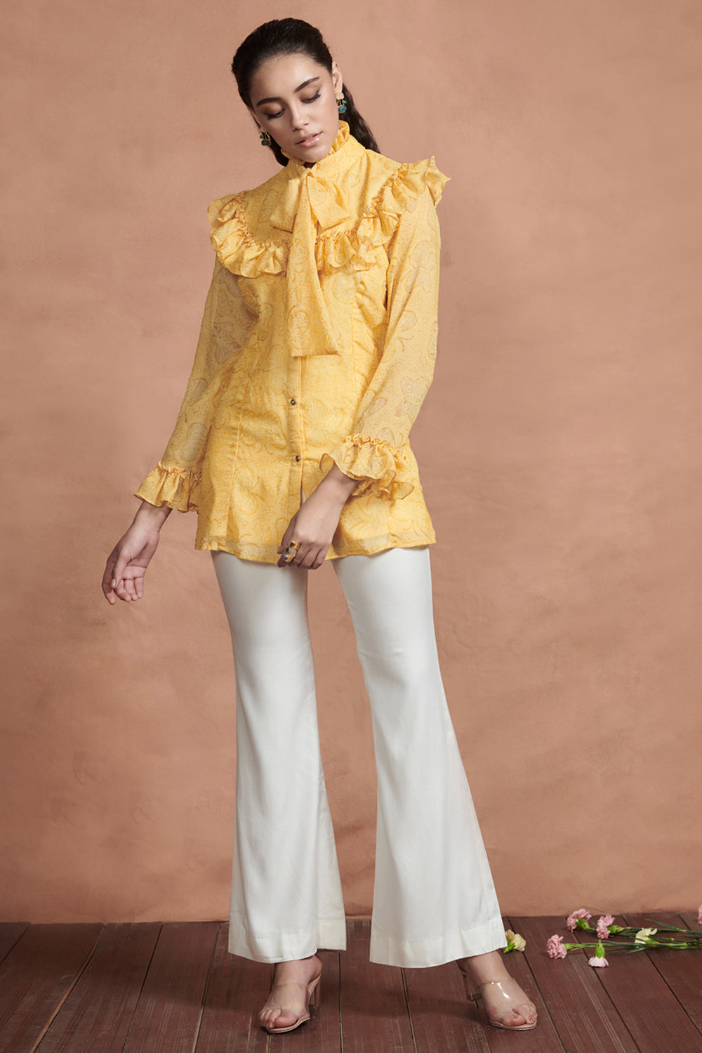 Dandelion Yellow Ruffle Detail Top