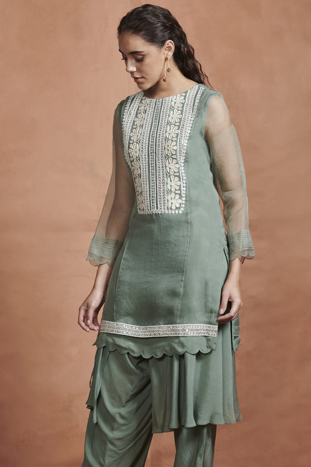 Sage Green Embroidered Kurta Set