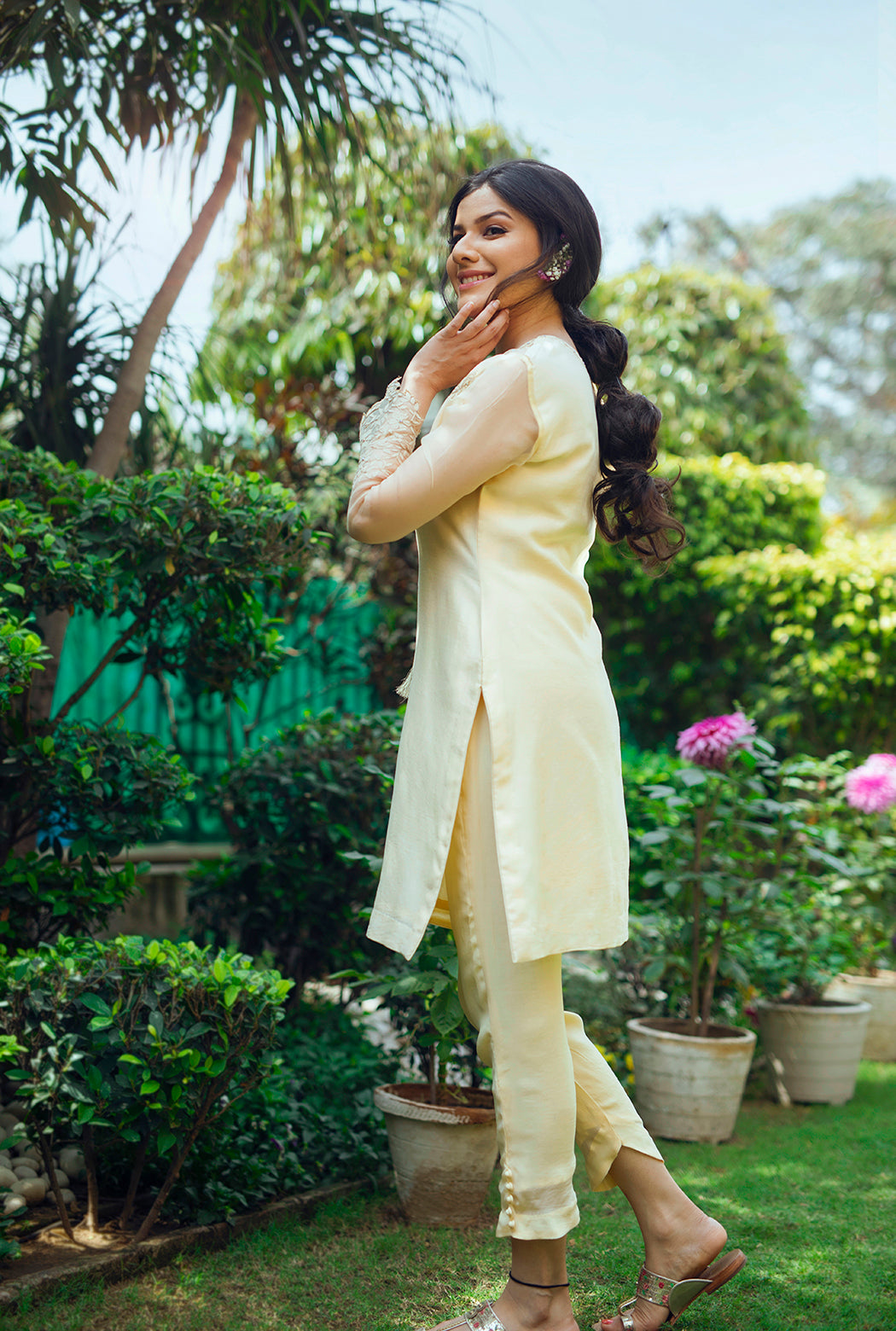 Yellow short kurta set