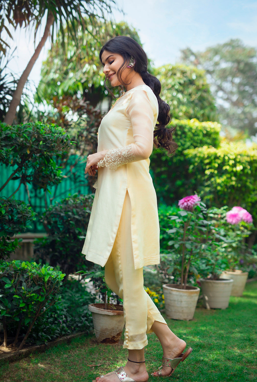 Yellow short kurta set