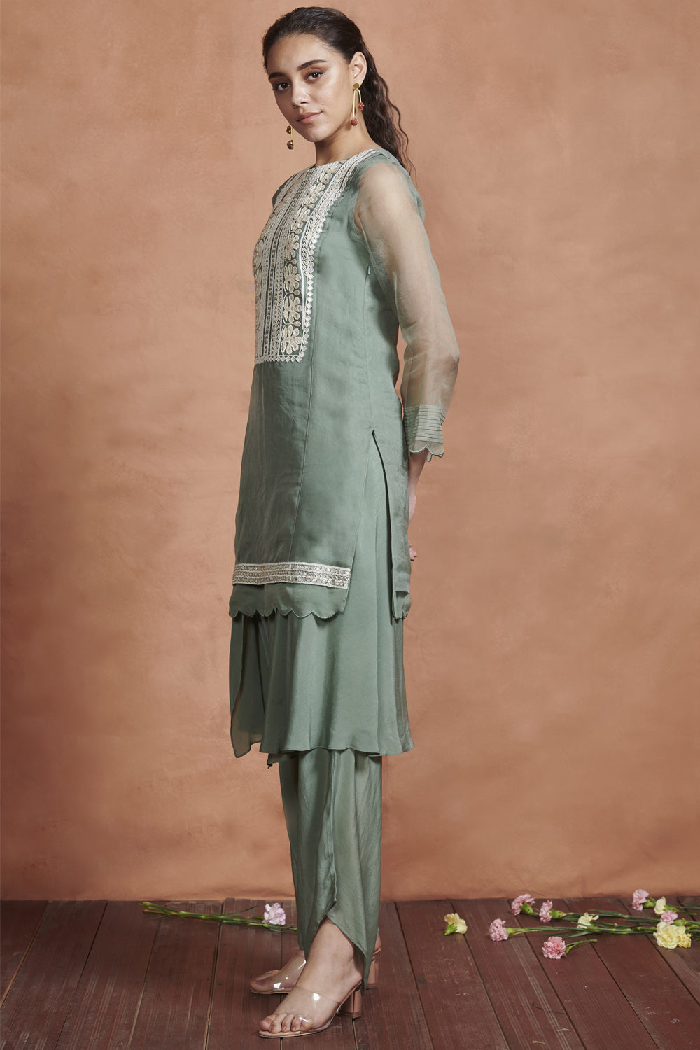 Sage Green Embroidered Kurta Set