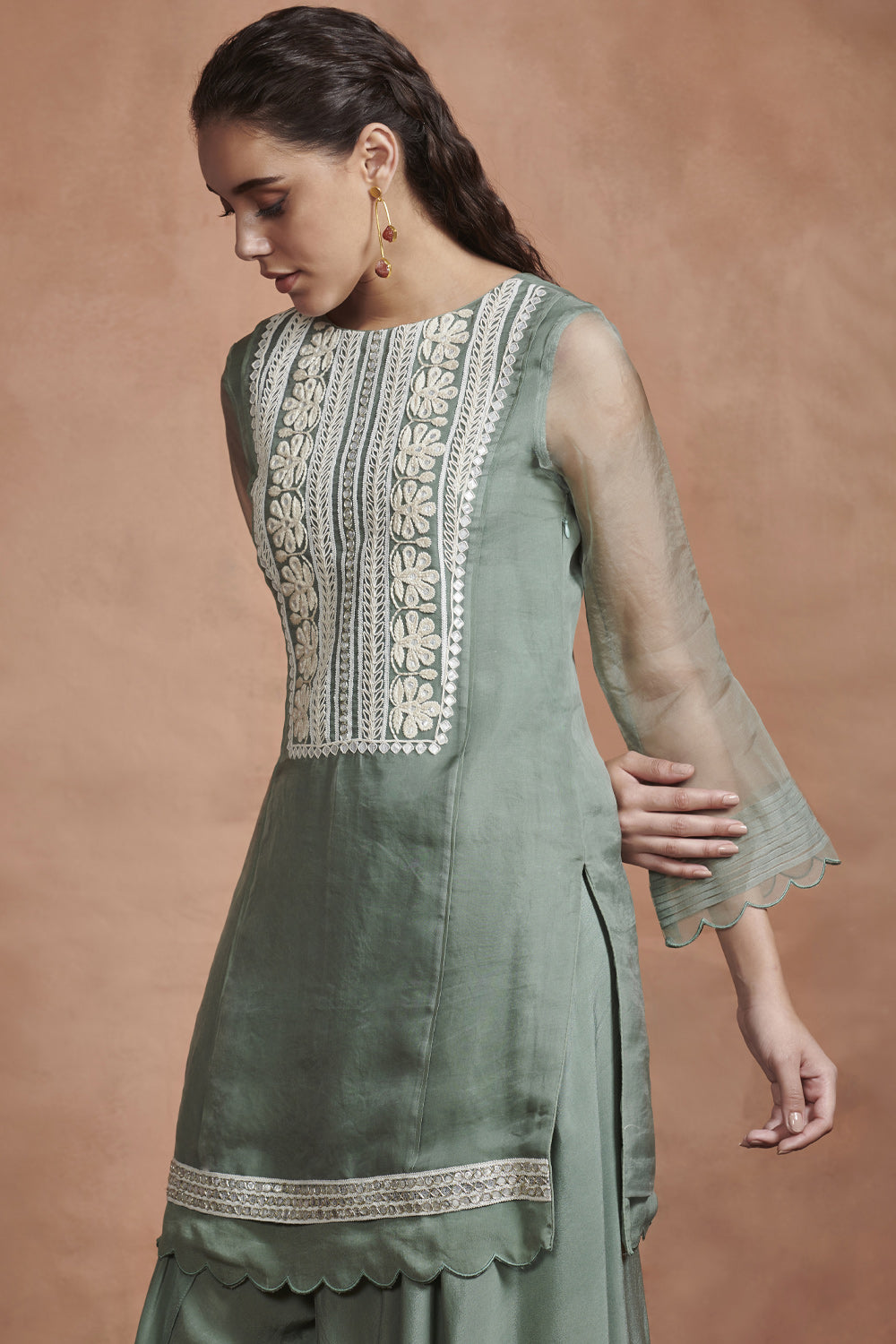 Sage Green Embroidered Kurta Set