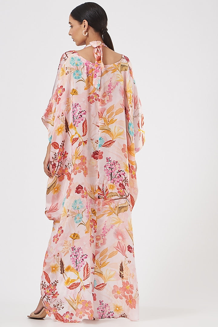 BLUSH PINK  FLORAL PRINTED KIMONO KAFTAN