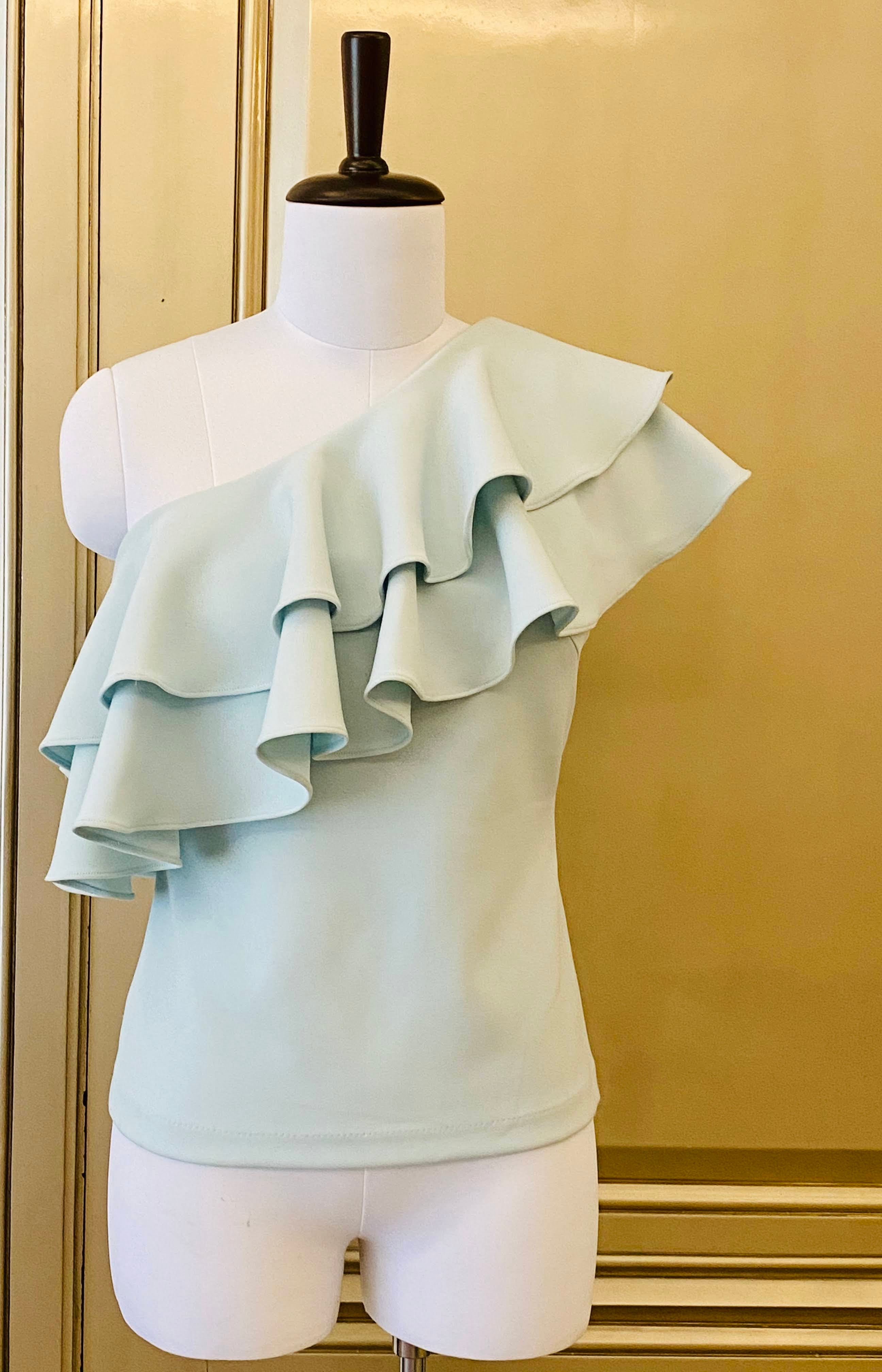 Powder Blue Ruffle Top