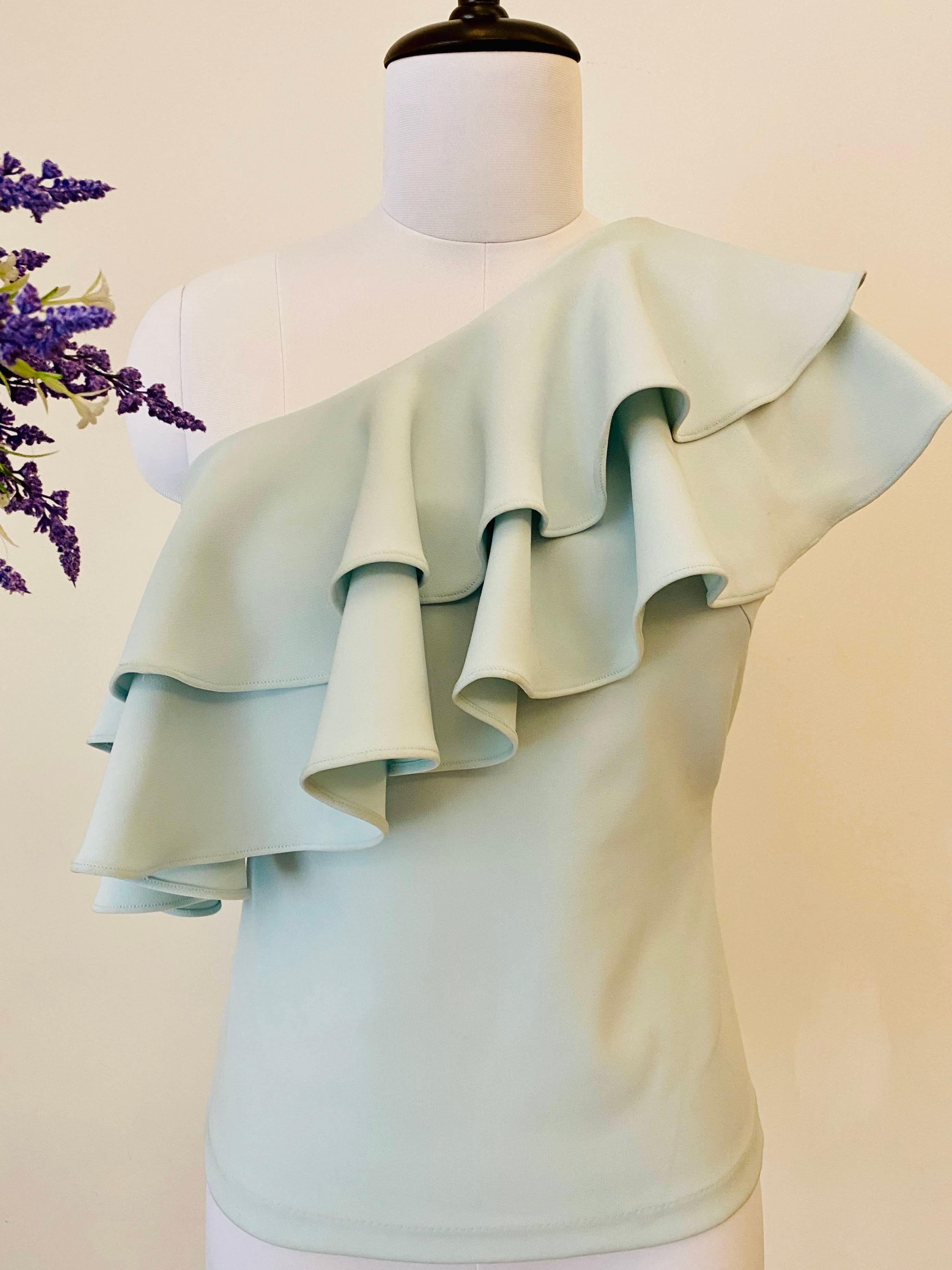 Powder Blue Ruffle Top