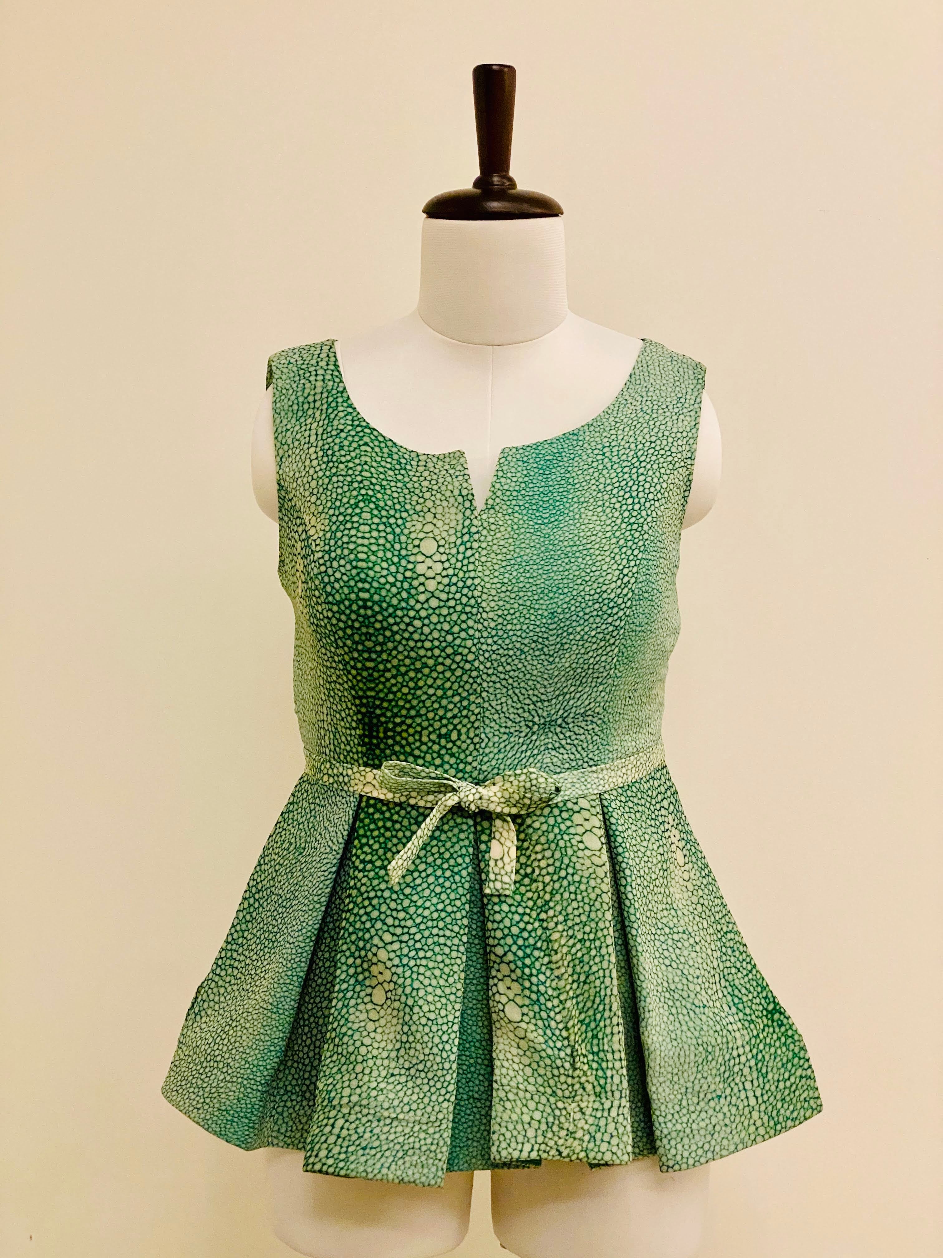 Green Printed Peplum Top