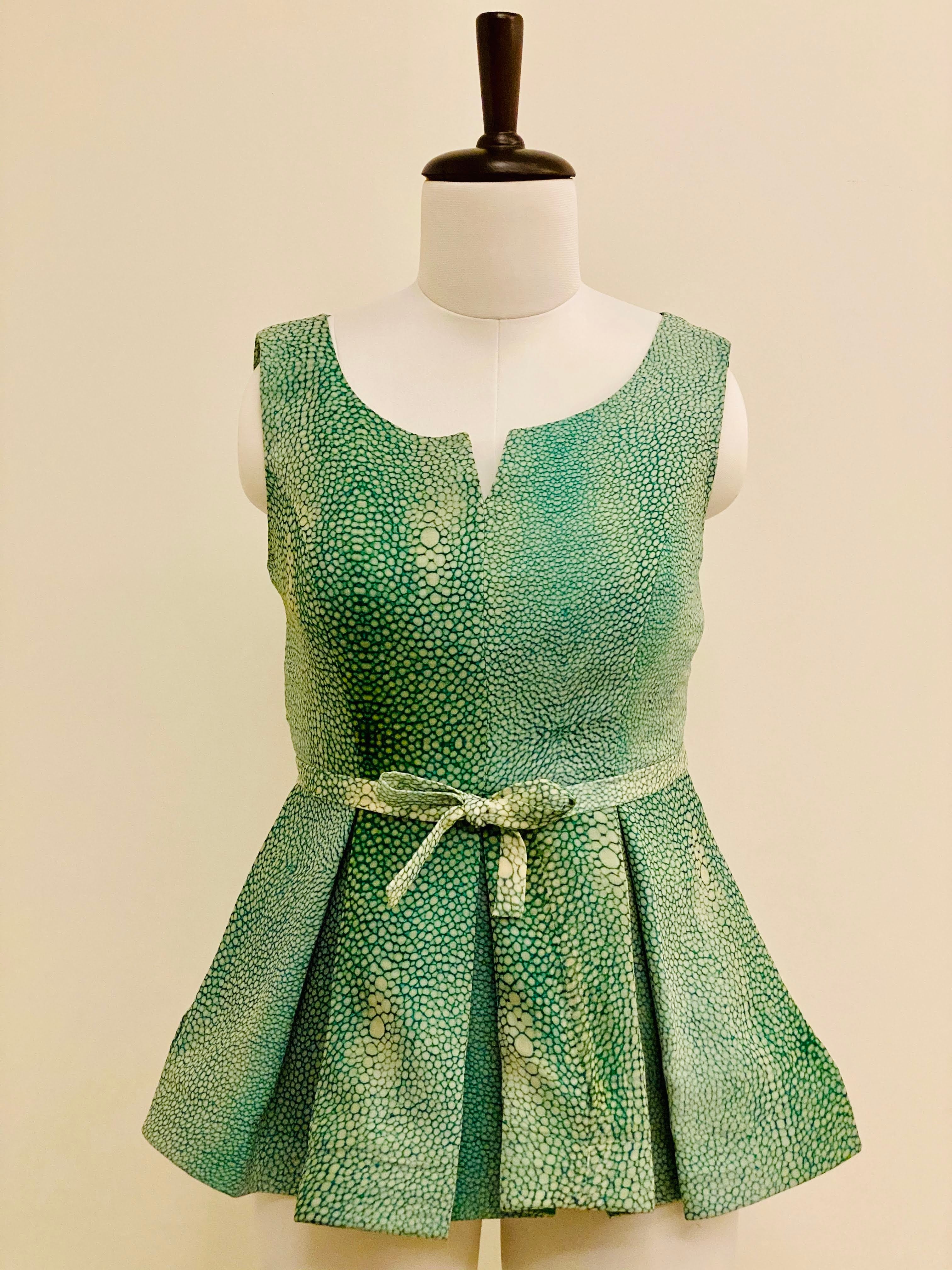 Green Printed Peplum Top