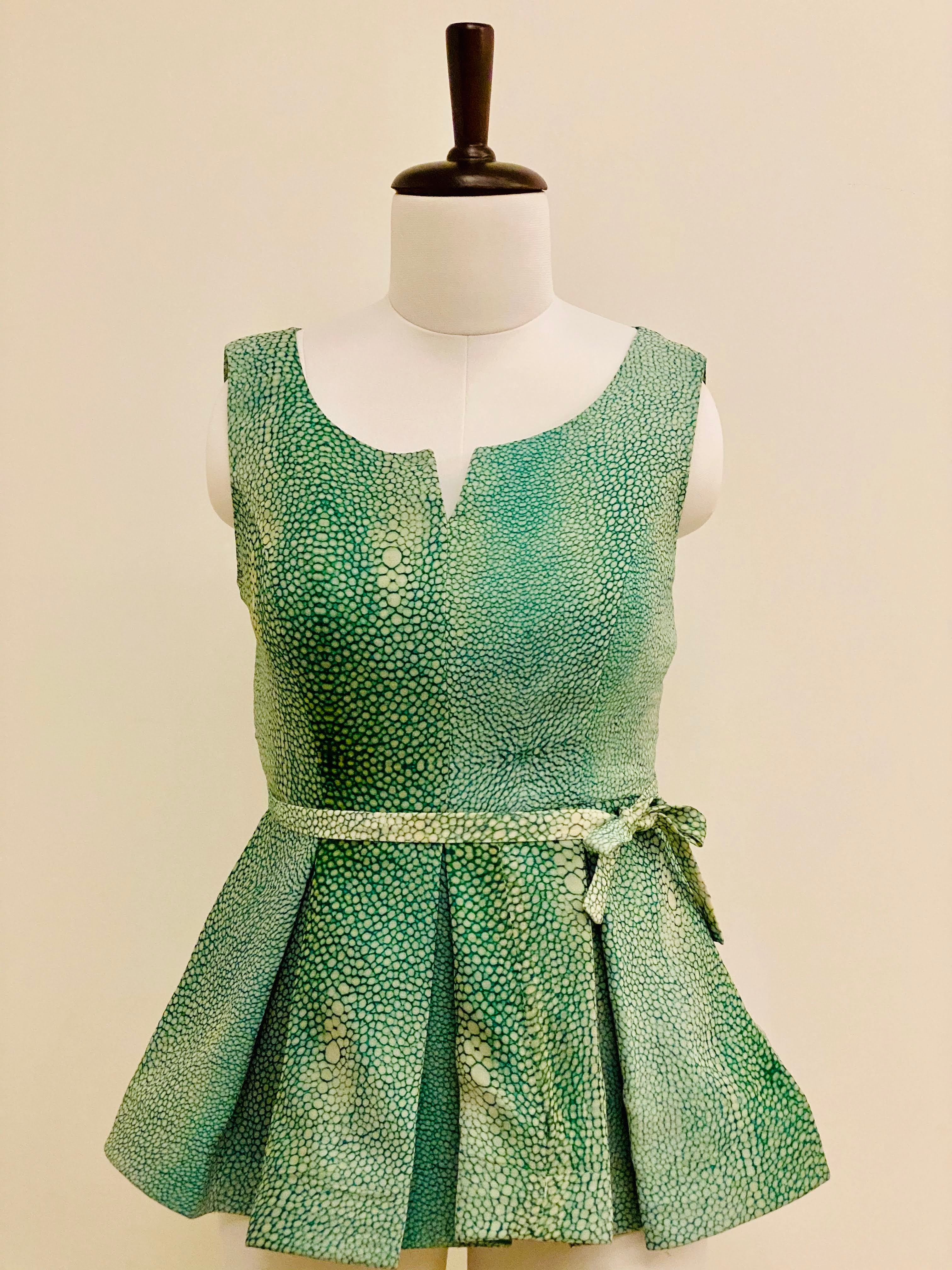 Green Printed Peplum Top