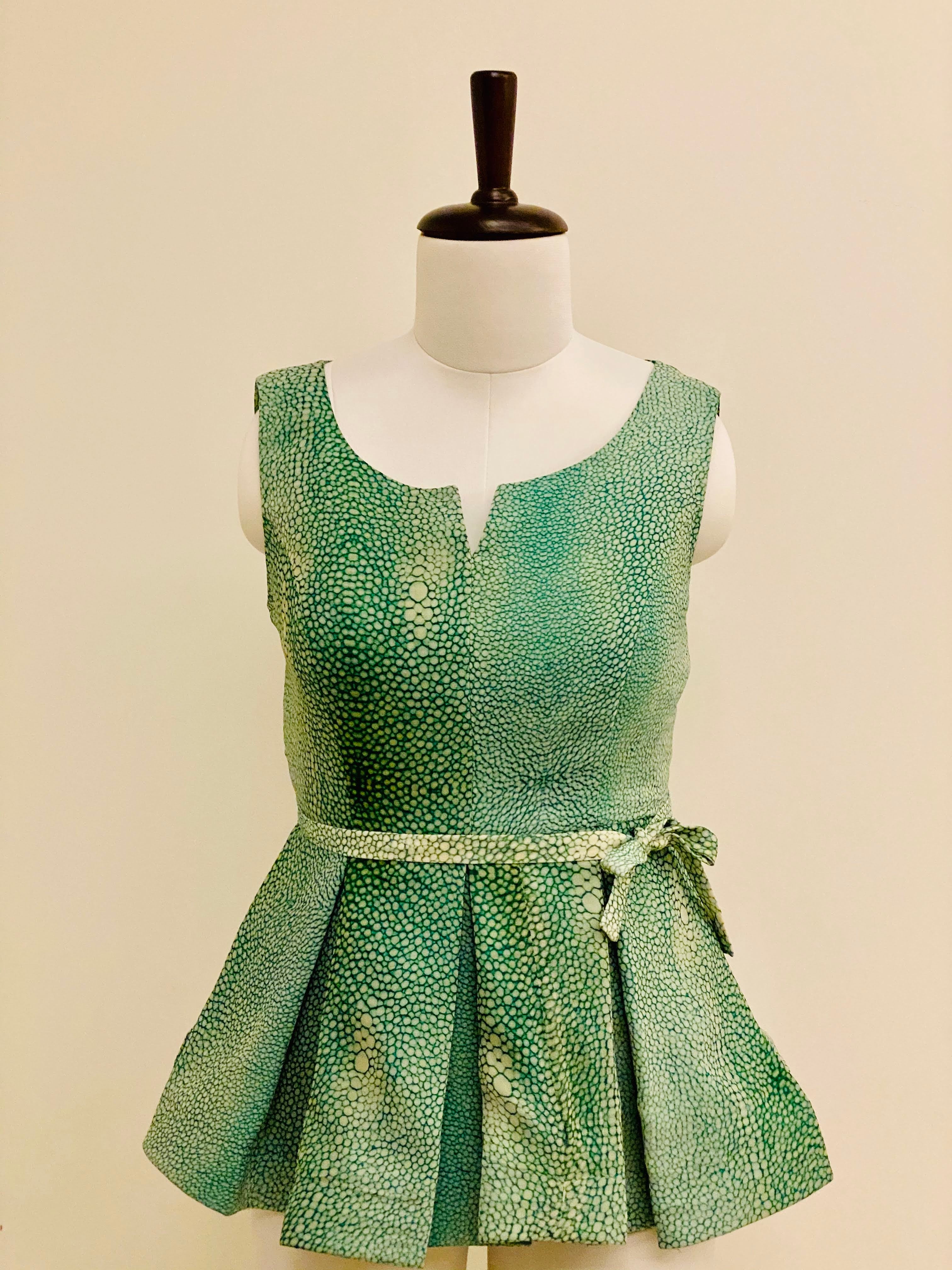 Green Printed Peplum Top