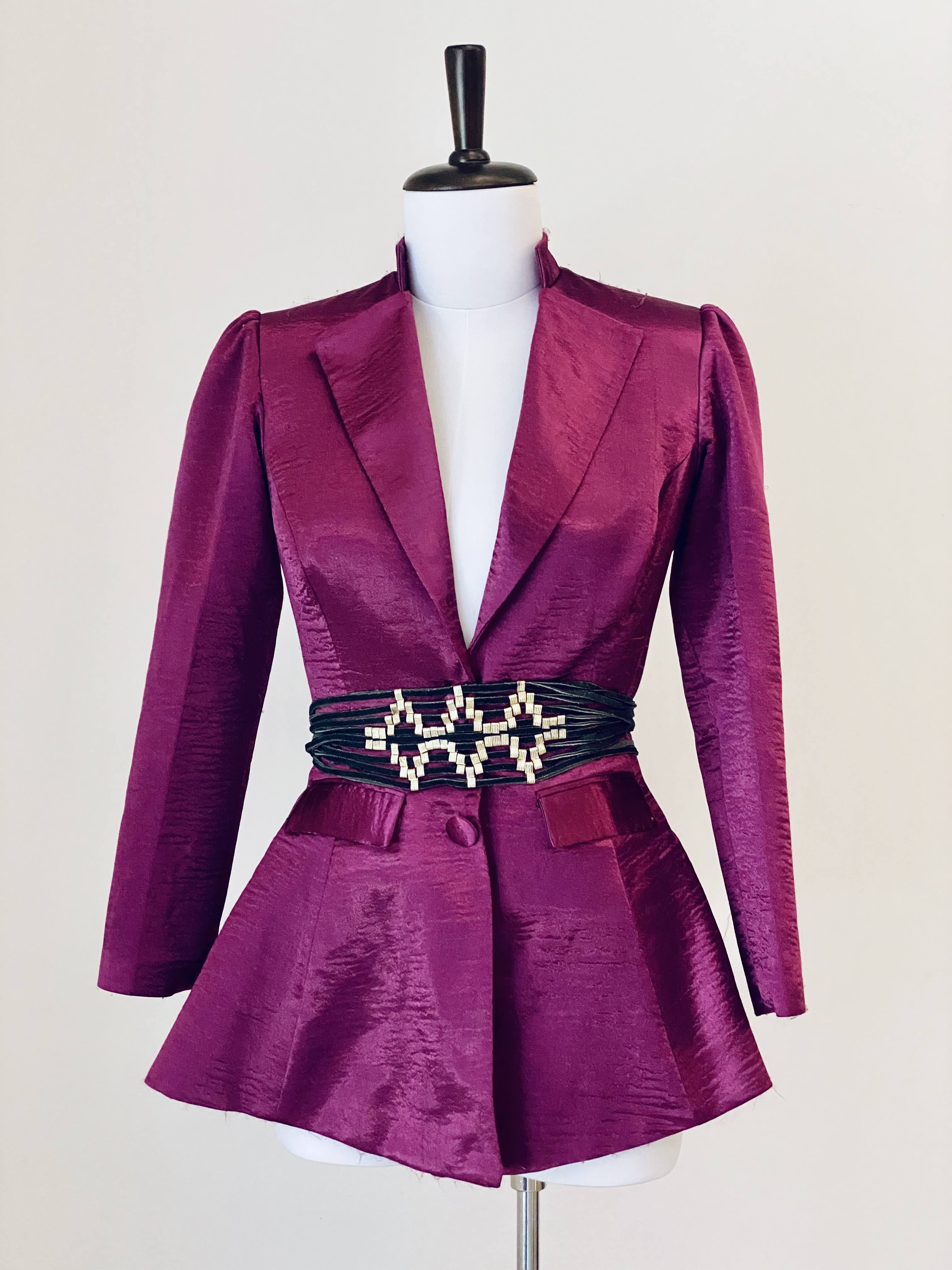 Fuschia Pink Metallic Fabric Jacket