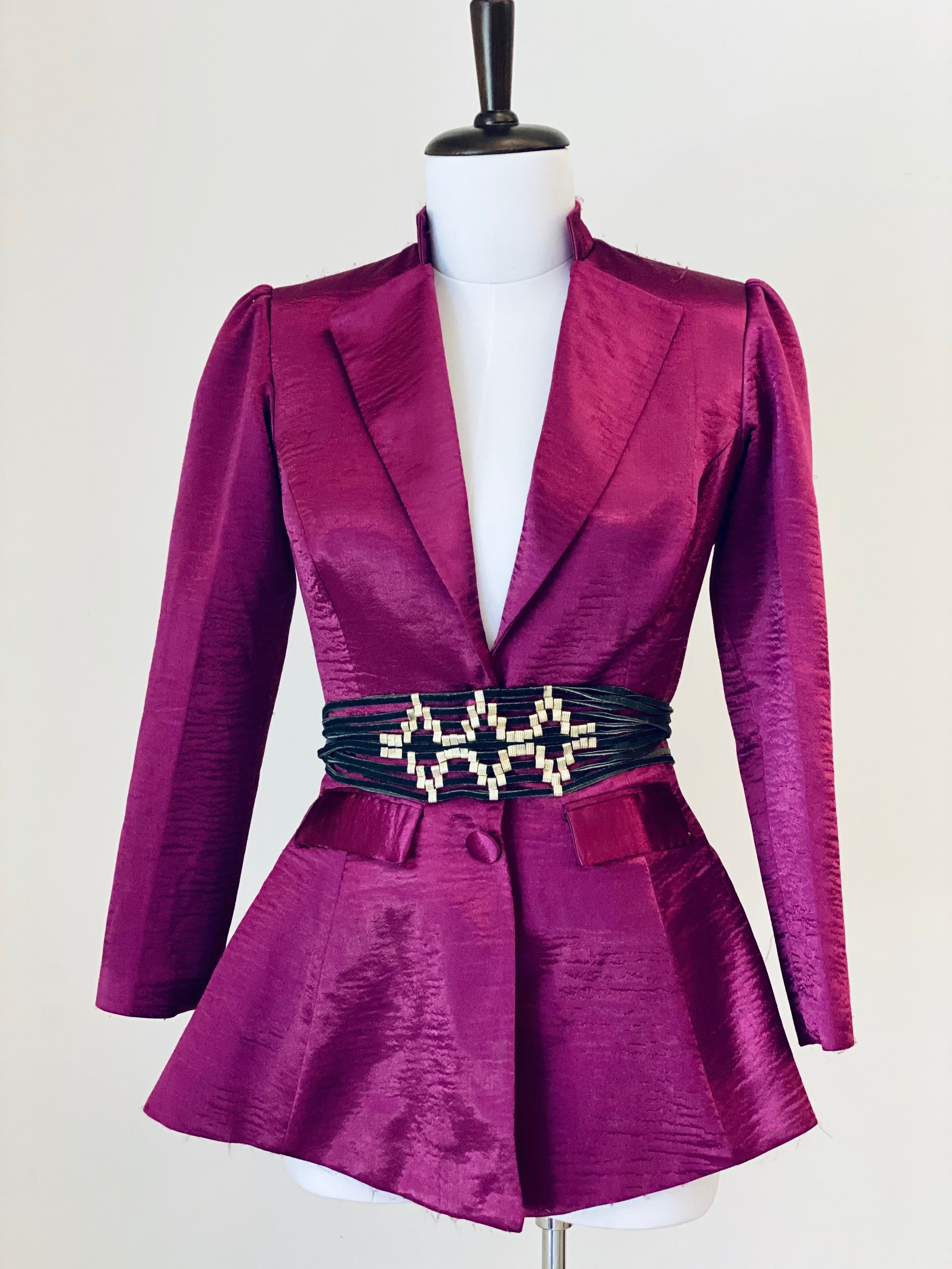 Fuschia Pink Metallic Fabric Jacket