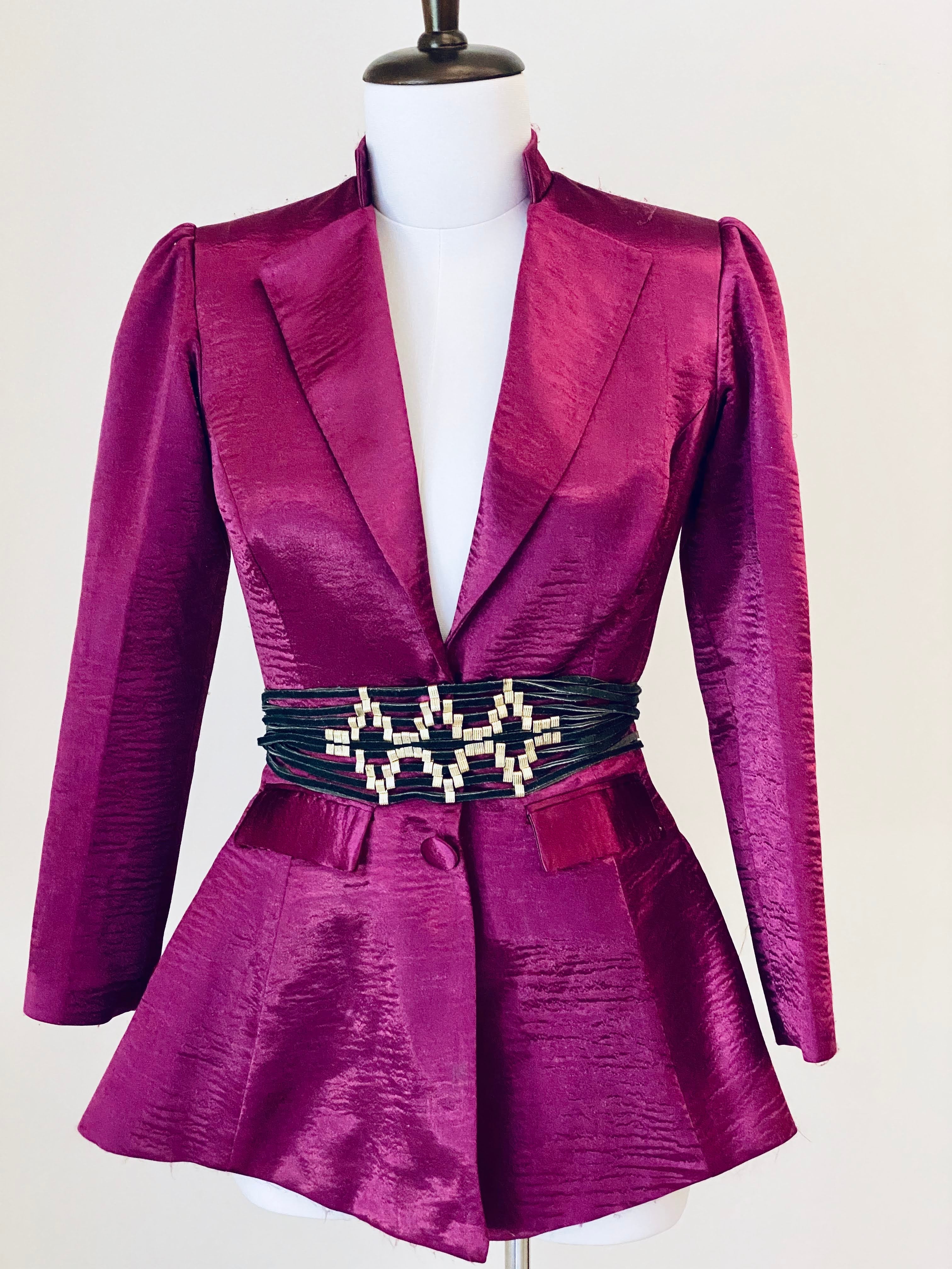 Fuschia Pink Metallic Fabric Jacket