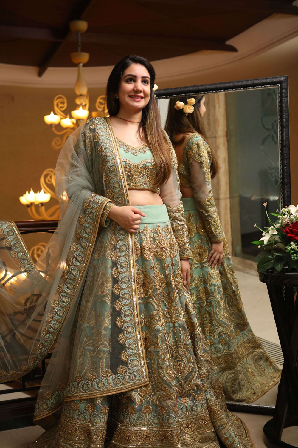 Sea foam lehenga